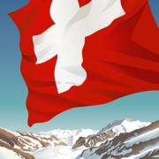 swiss flag in alps